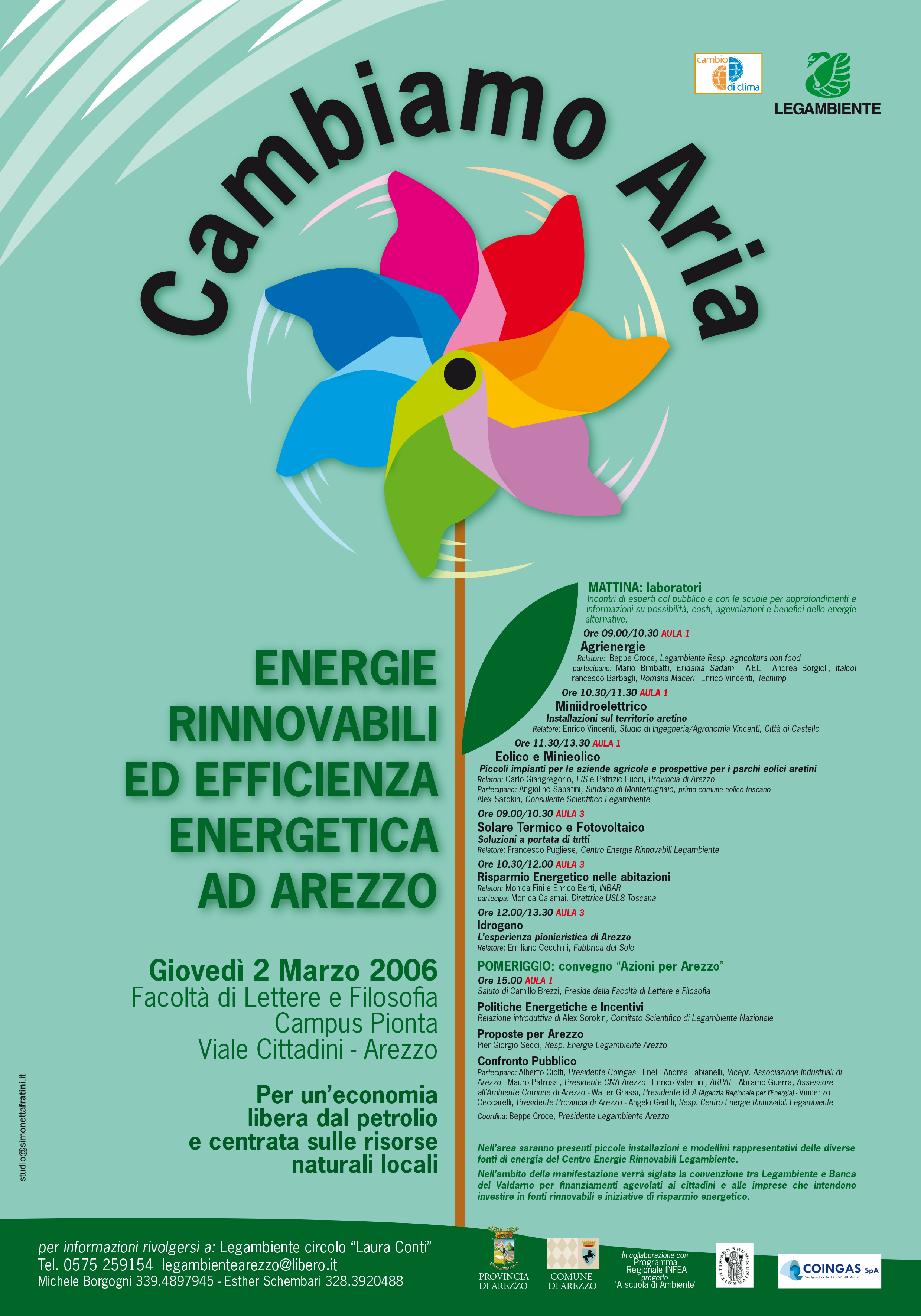 Locandina "Cambiamo Aria" energie rinnovabili, Arezzo 2006